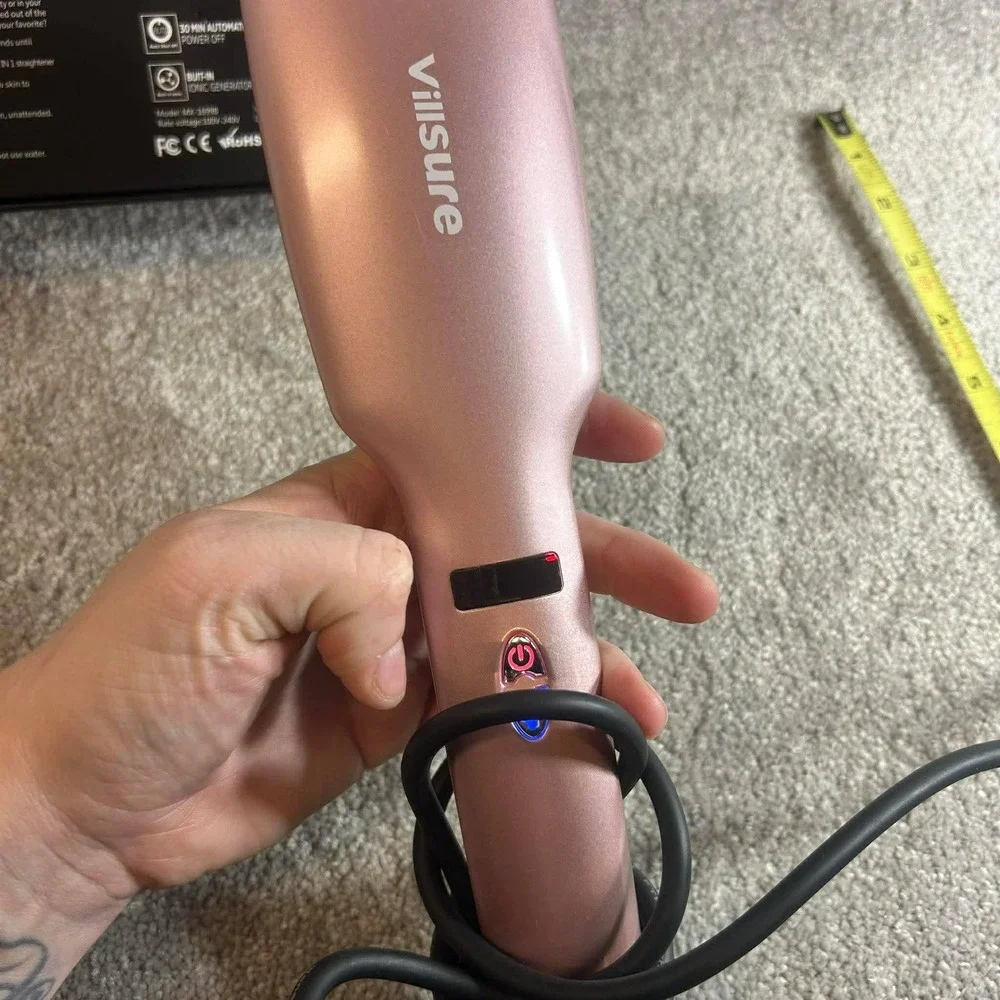 Villsure 2-in-1 Ionic Hair Straightener Brush Rose Gold MCH Heating 450F‎